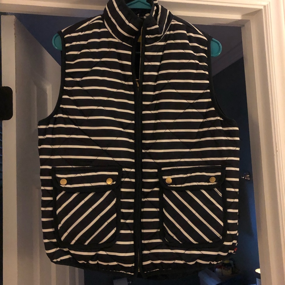 Navy and white striped vest